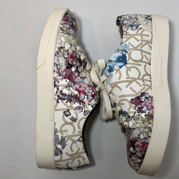 Calvin Klein Shoes - Calvin Klien Shoes Women’s Size 5.5 White Floral Print Imila Lace Up Low Top